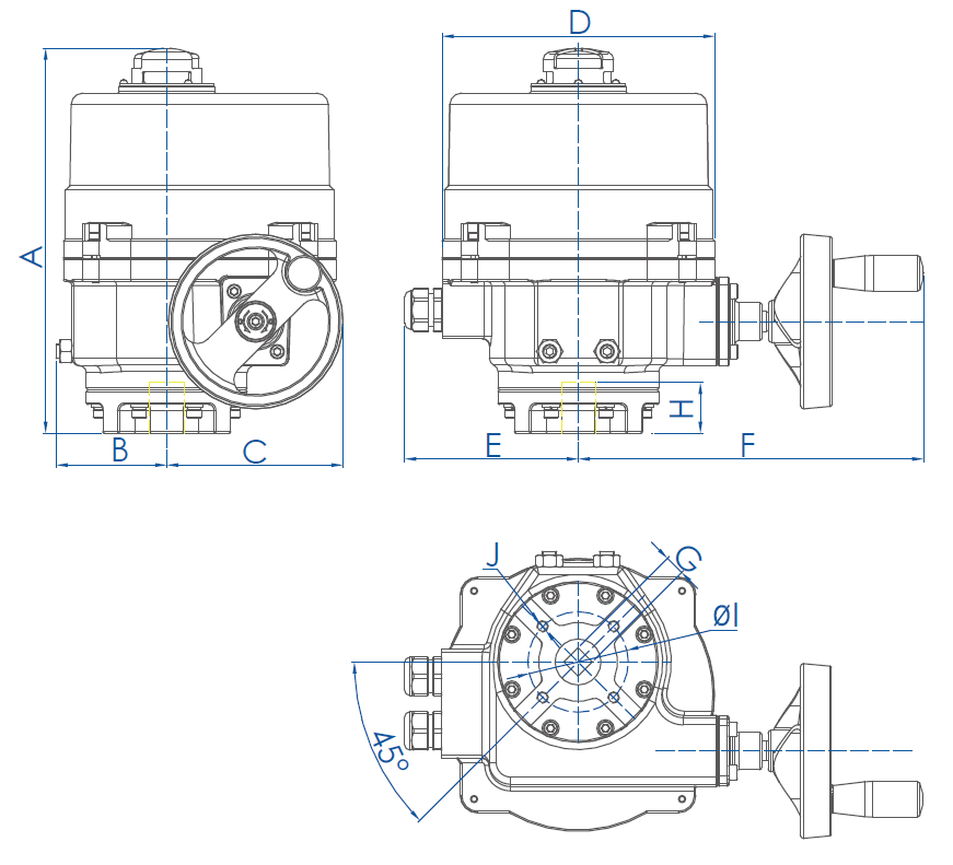 EOM2-9-Quarter turn valve electric actuator Structure Diagram